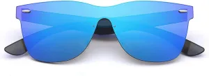 Rimless Sunglasses For Women Men One Piece Square Oversize Mirror Lens Anti Reflective