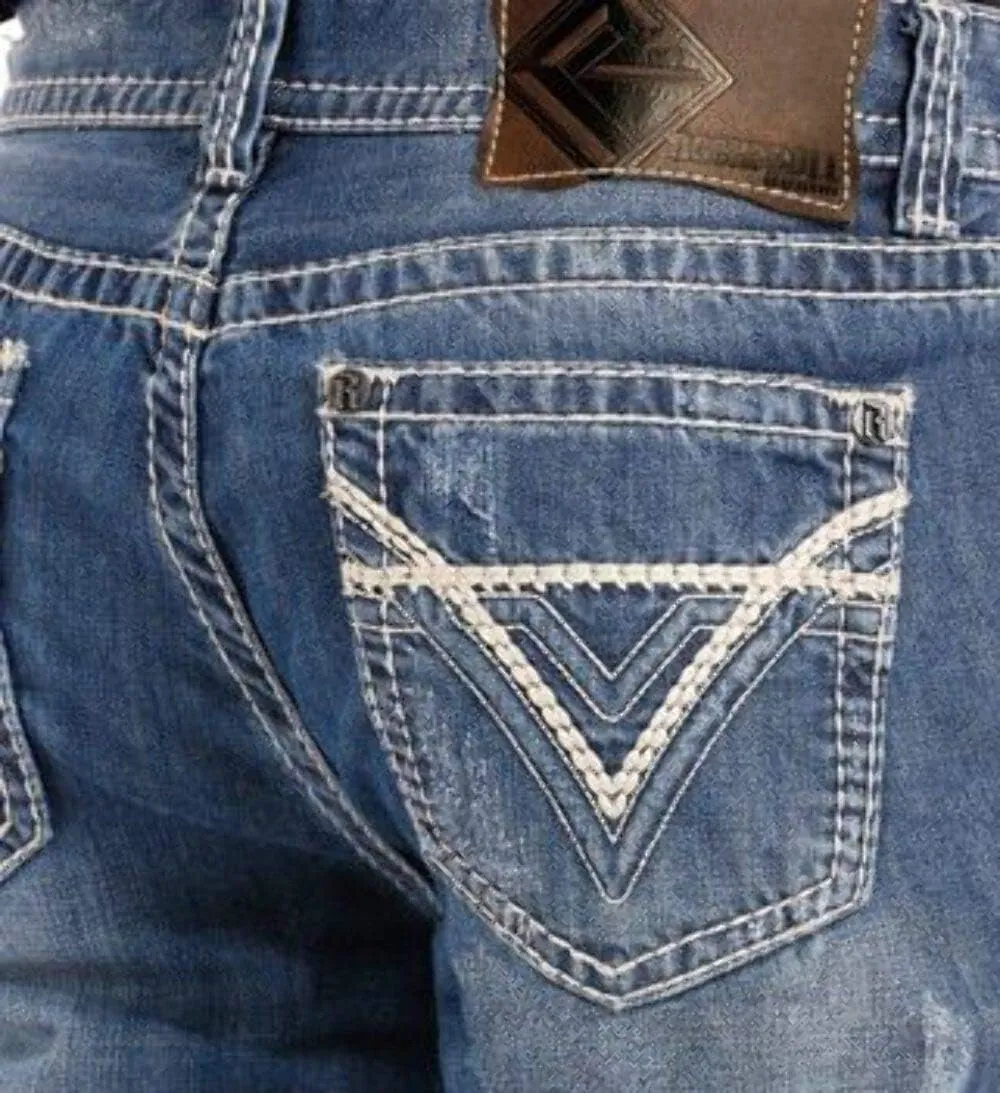 Rock & Roll Denim Double Barrel Straight Leg Relaxed Fit Large V Medium Vintage Wash Jeans