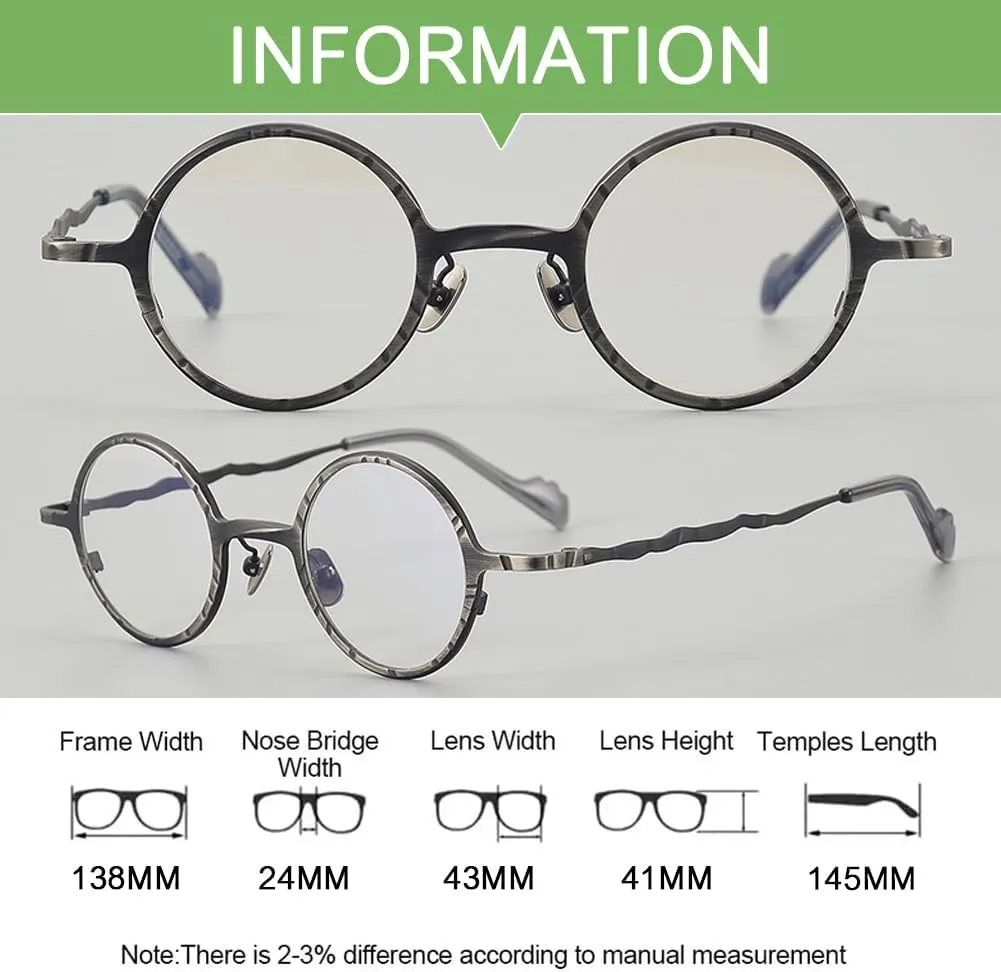 Round Frame Glasses for Women Men Small Circle Blue Light Blocking Glasses Anti Eyestrain Computer Gaming Eyewear