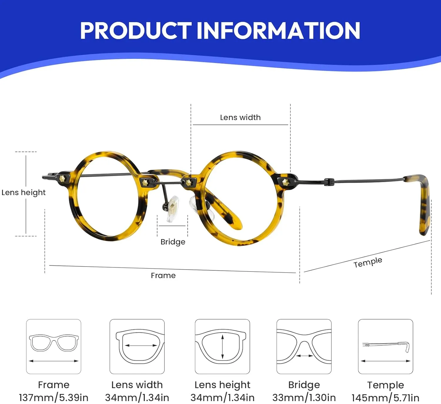 Round Reading Glasses Women - Blue Light Blocking Readers with Spring Hinge Ultra Lightweight Circle Reading Glasses FT1941