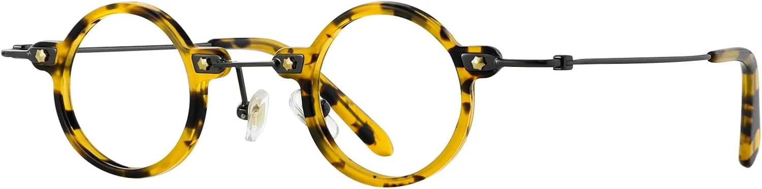 Round Reading Glasses Women - Blue Light Blocking Readers with Spring Hinge Ultra Lightweight Circle Reading Glasses FT1941