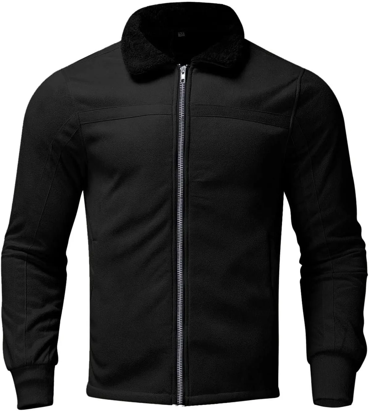 Sherpa Fleece Lined Trucker Jackets for Men Faux Suede Bomber Jackets with Fur Collar Big and Tall Flight Jackets