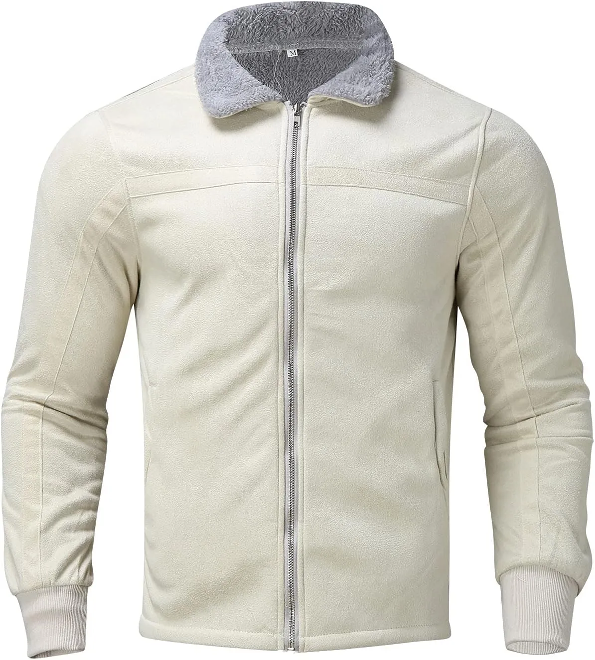 Sherpa Fleece Lined Trucker Jackets for Men Faux Suede Bomber Jackets with Fur Collar Big and Tall Flight Jackets