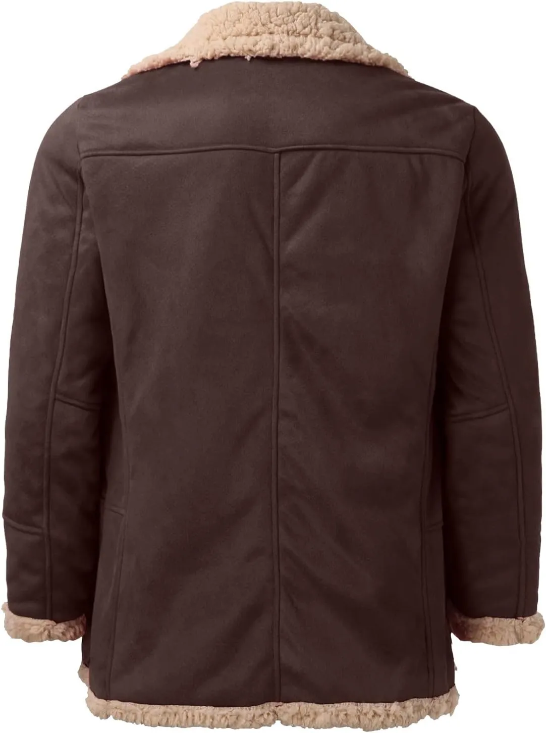 Sherpa Lined Bomber Jackets for Men Lapel Collar Zip Up Faux Suede Jackets with Pockets Big and Tall Flight Jackets