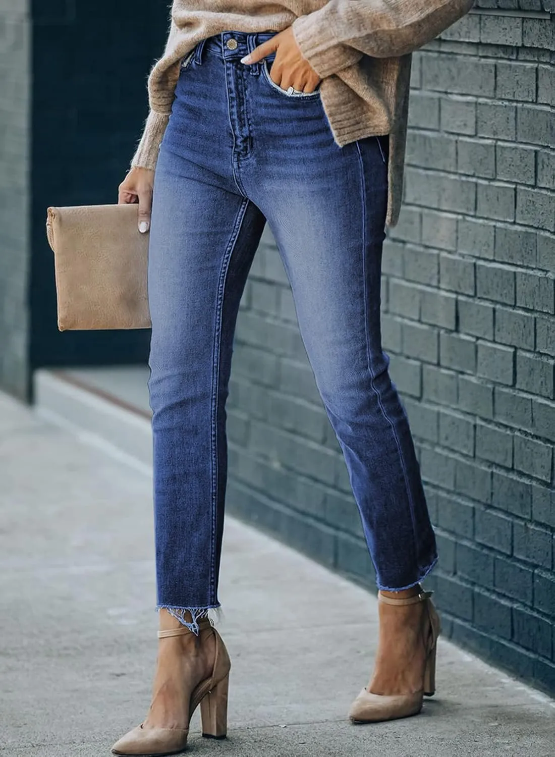 Sidefeel Women's Boyfriend Jeans Stretchy Ripped Distressed Zimbaplatinum Denim Pants Size 4-18
