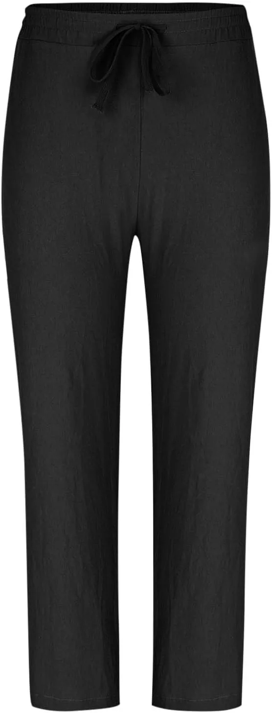 Sinzelimin Men's Cotton Linen Pants Drawstring Elastic Waist Baggy Casual Comfy Wide Leg Sweatpant Summer Beach Trouser
