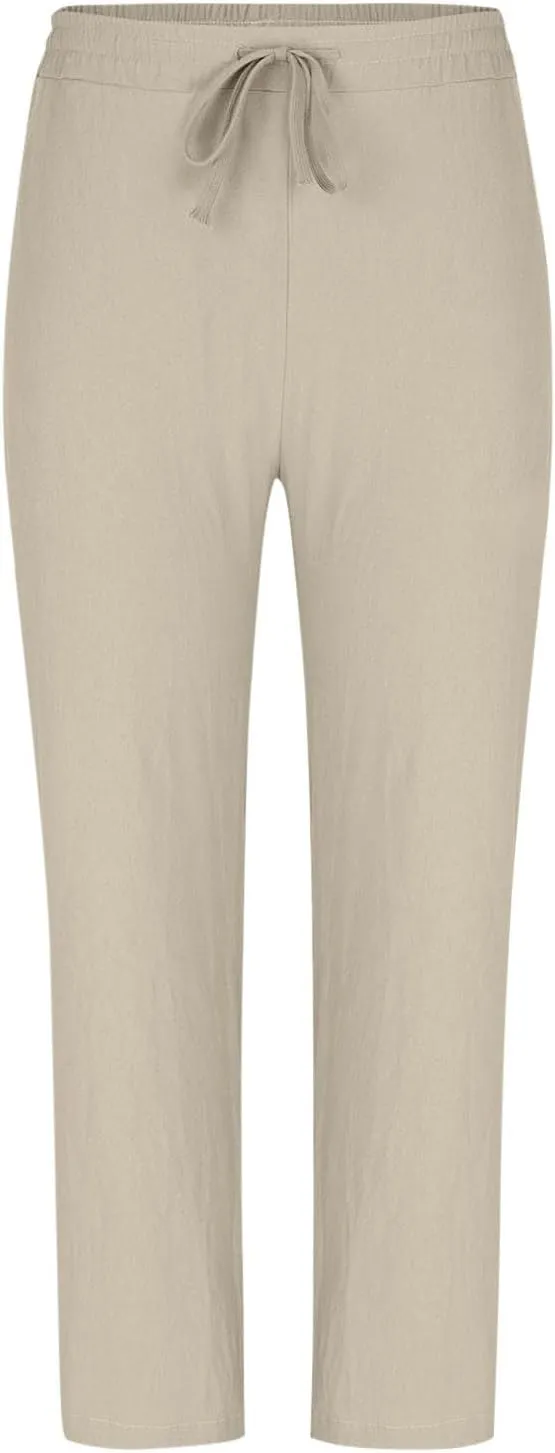 Sinzelimin Men's Cotton Linen Pants Drawstring Elastic Waist Baggy Casual Comfy Wide Leg Sweatpant Summer Beach Trouser