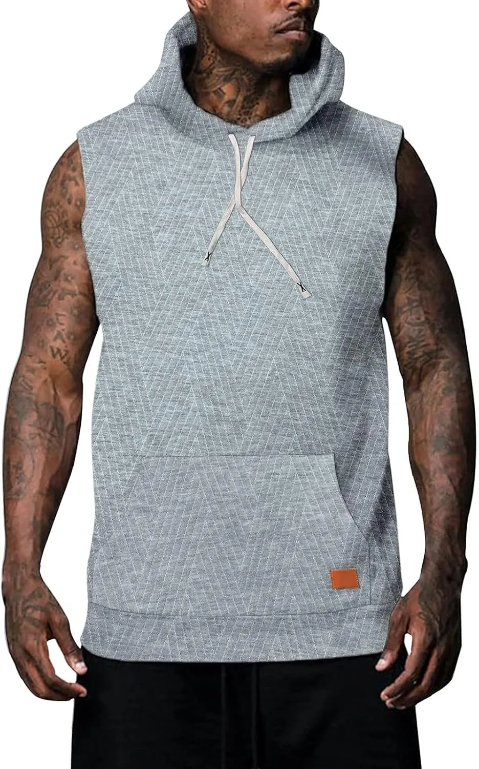 Sleeveless Hoodies for Men Textured Tank Tops 2025 Summer Casual Trendy T Shirts with Pocket Solid Drawstring Hooded