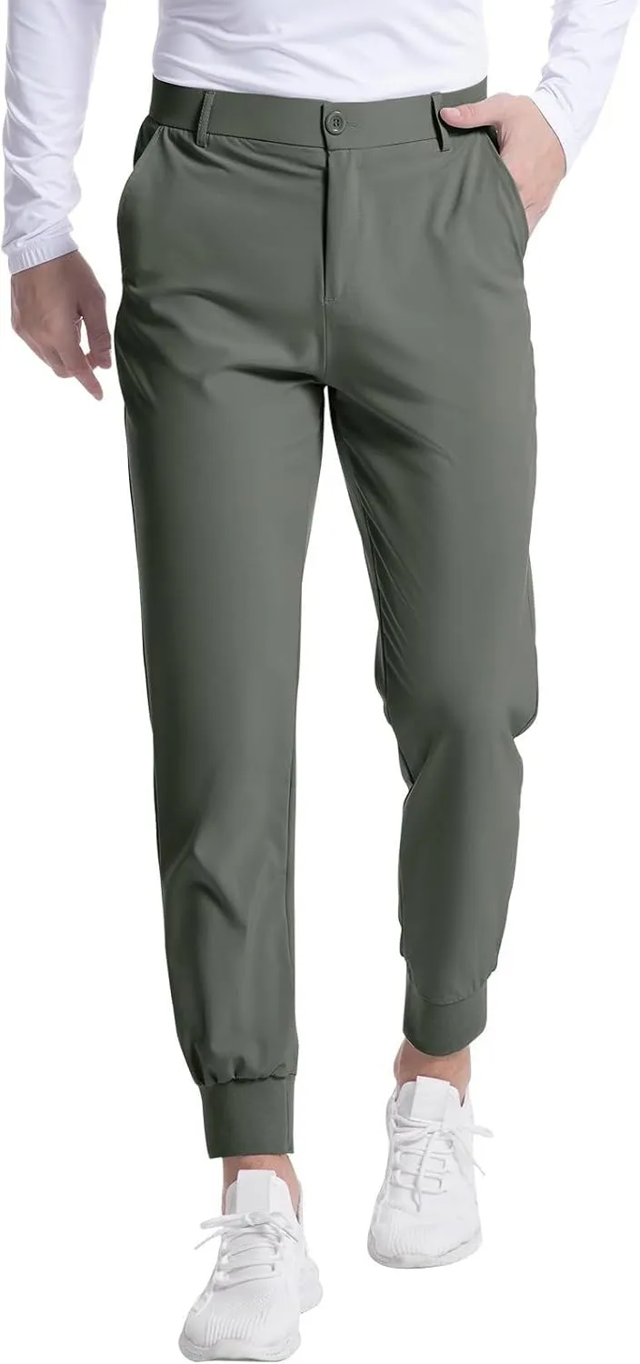 Slim Fit Dress Pants for Men Lightweight Slim Fit Ultra 4-Ways Stretch Sweatpants with Pockets for Dress Work Casual