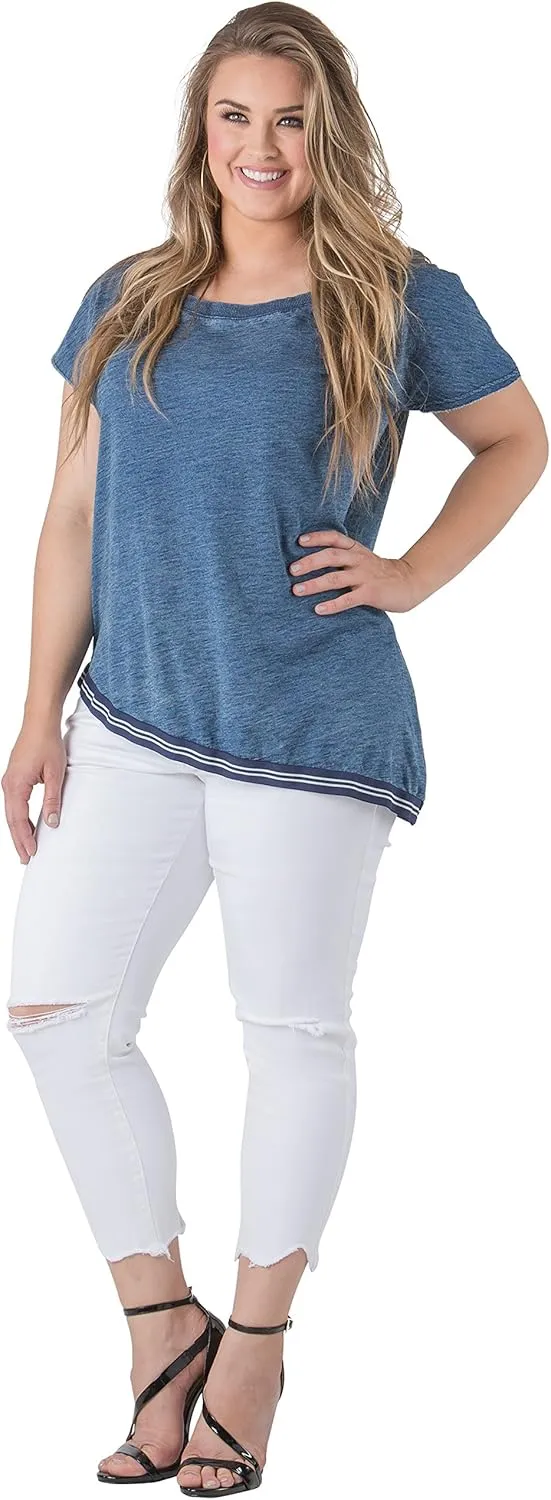 Standards & Practices Women's Plus Size Ankle Jeans with Cropped and Frayed Edges