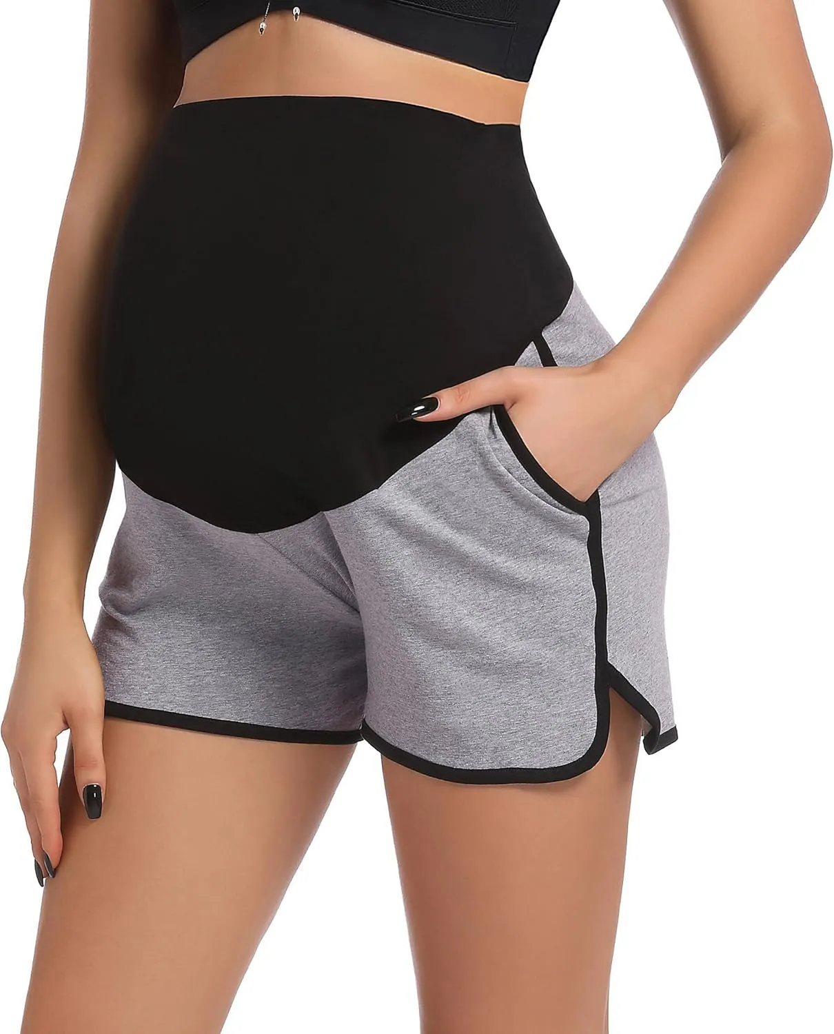 SUIEK Women's Maternity Shorts Pregnancy Pants Cotton Joggers Activewear Lounge Pajamas