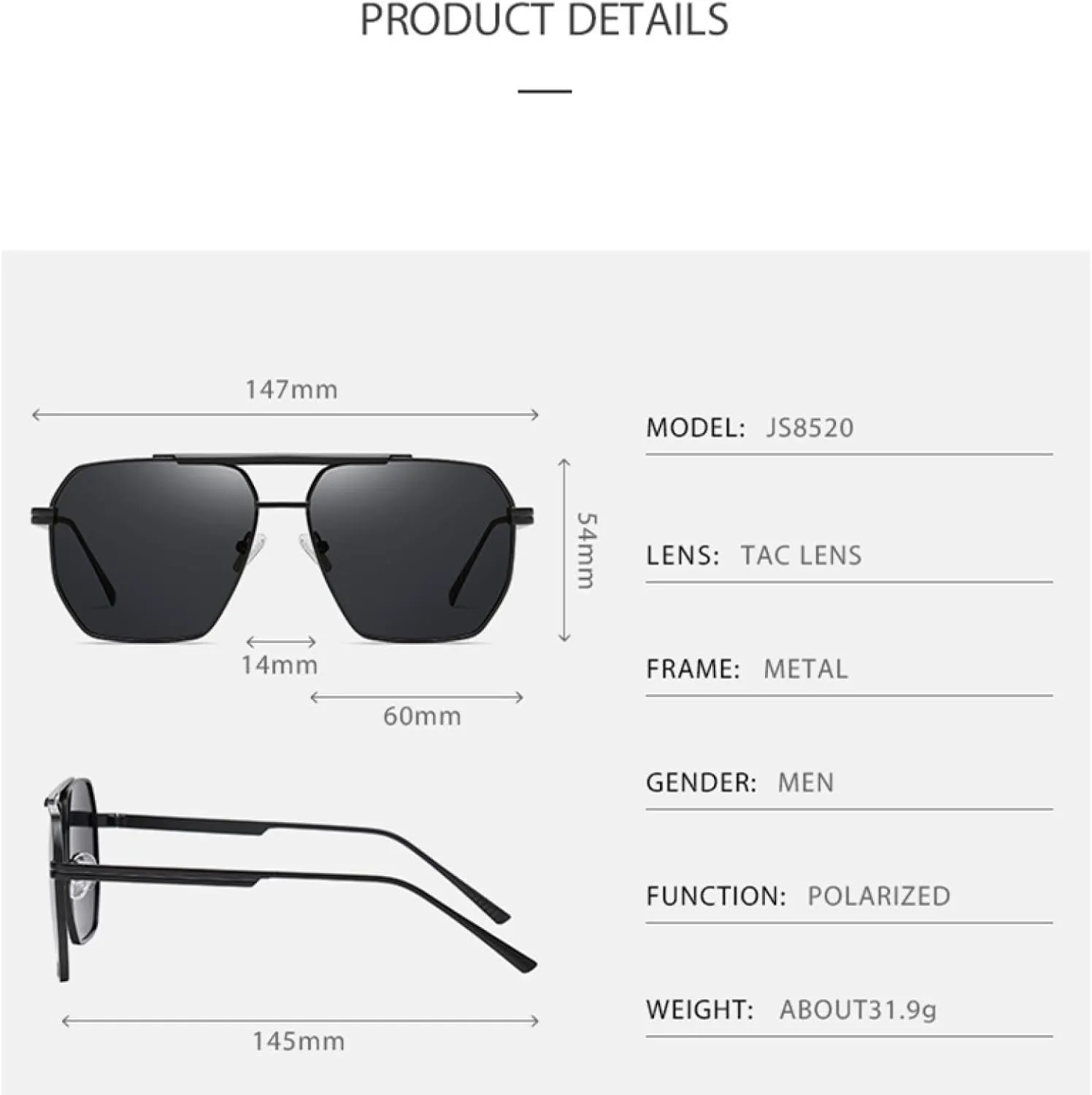 Sunglasses for Men Uv400 Retro Metal Polygon Frame Driving Fishing Bike Travel