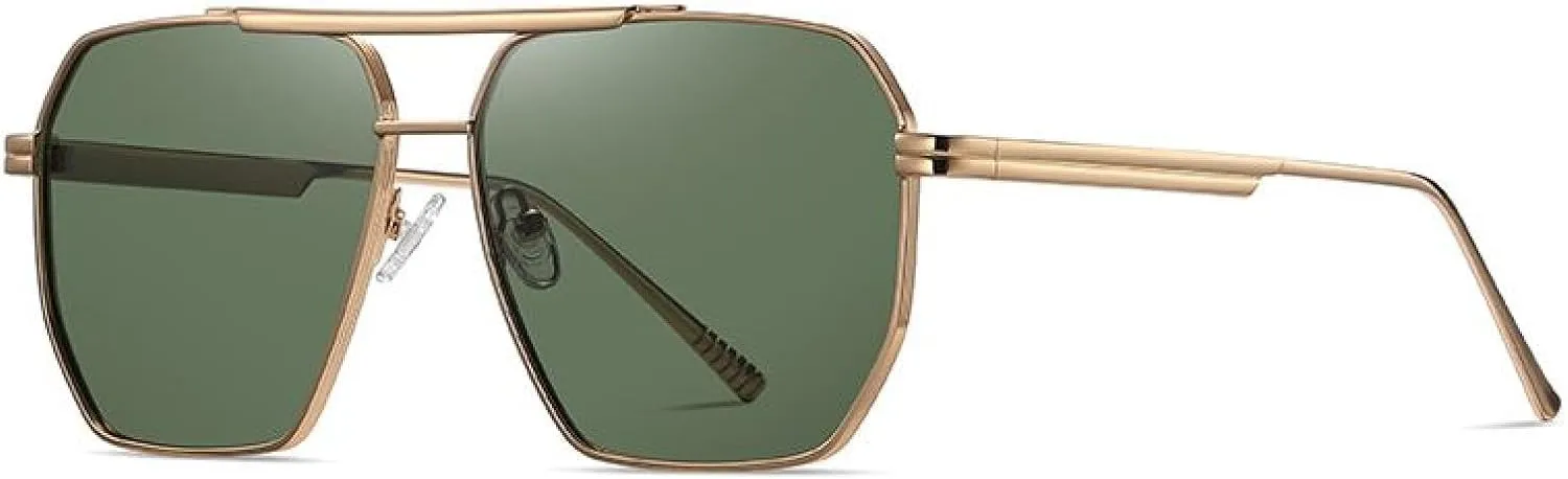 Sunglasses for Men Uv400 Retro Metal Polygon Frame Driving Fishing Bike Travel
