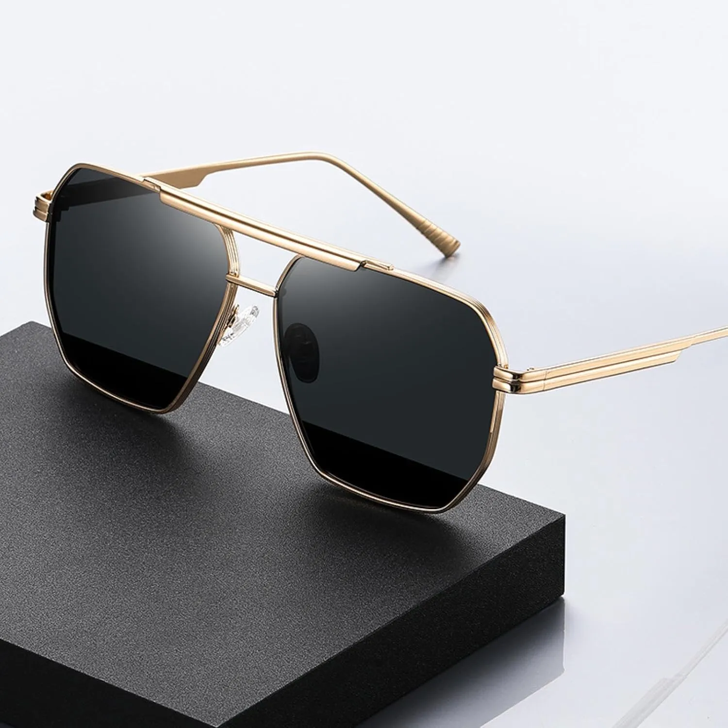 Sunglasses for Men Uv400 Retro Metal Polygon Frame Driving Fishing Bike Travel