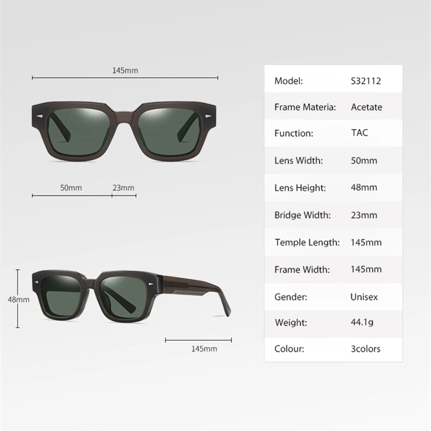 Sunglasses for Women Men Uv400 Acetate Fibre Frame Driving Fishing Travel Shade
