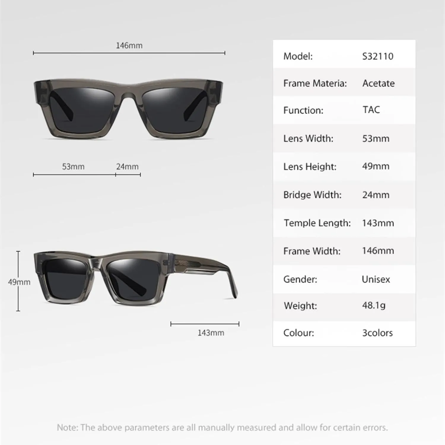 Sunglasses for Women Men Uv400 Acetate Frame Camping Outdoor Travel Shade