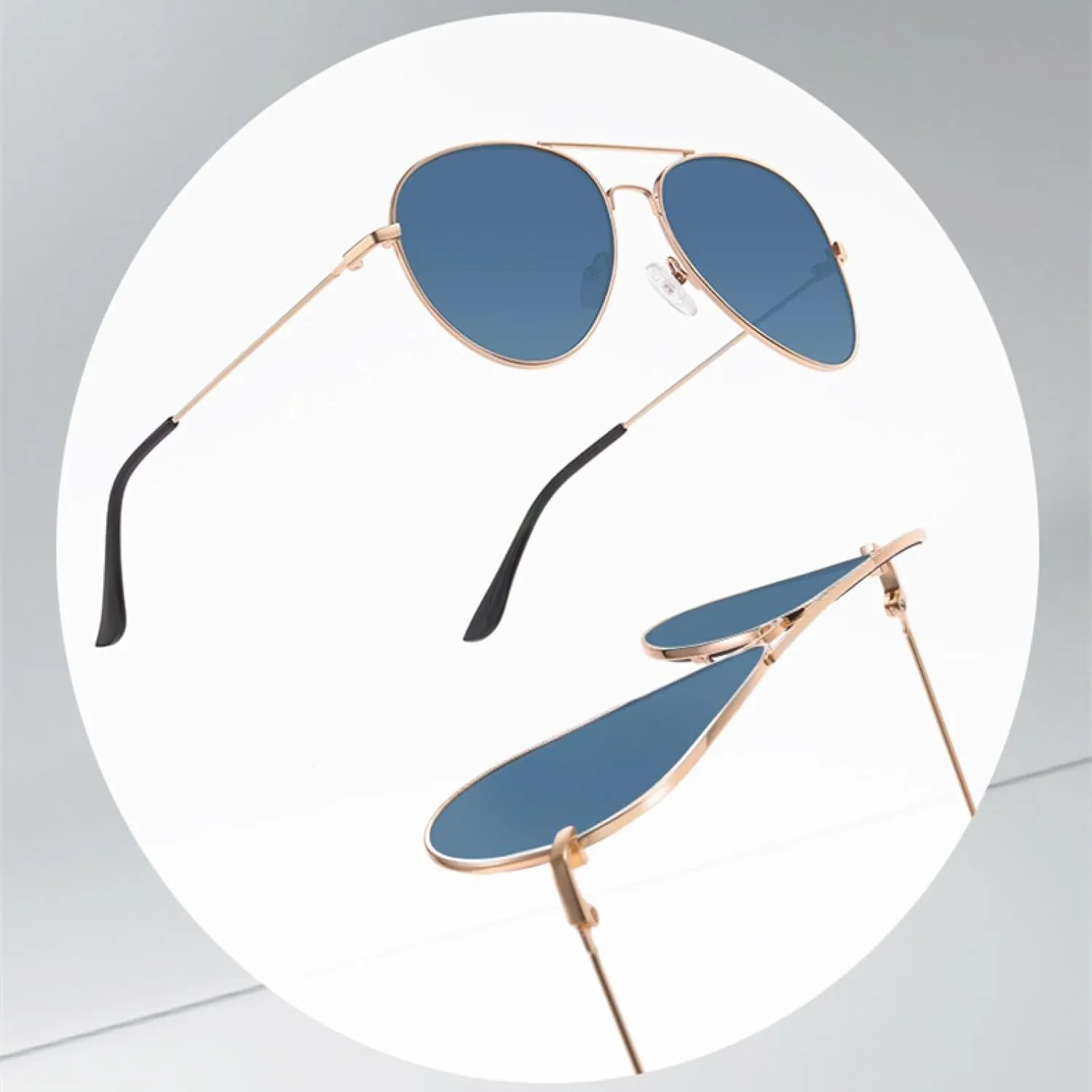 Sunglasses for Women Men Uv400 Metal Concave Frame Camping Outdoor Travel Bike Shade