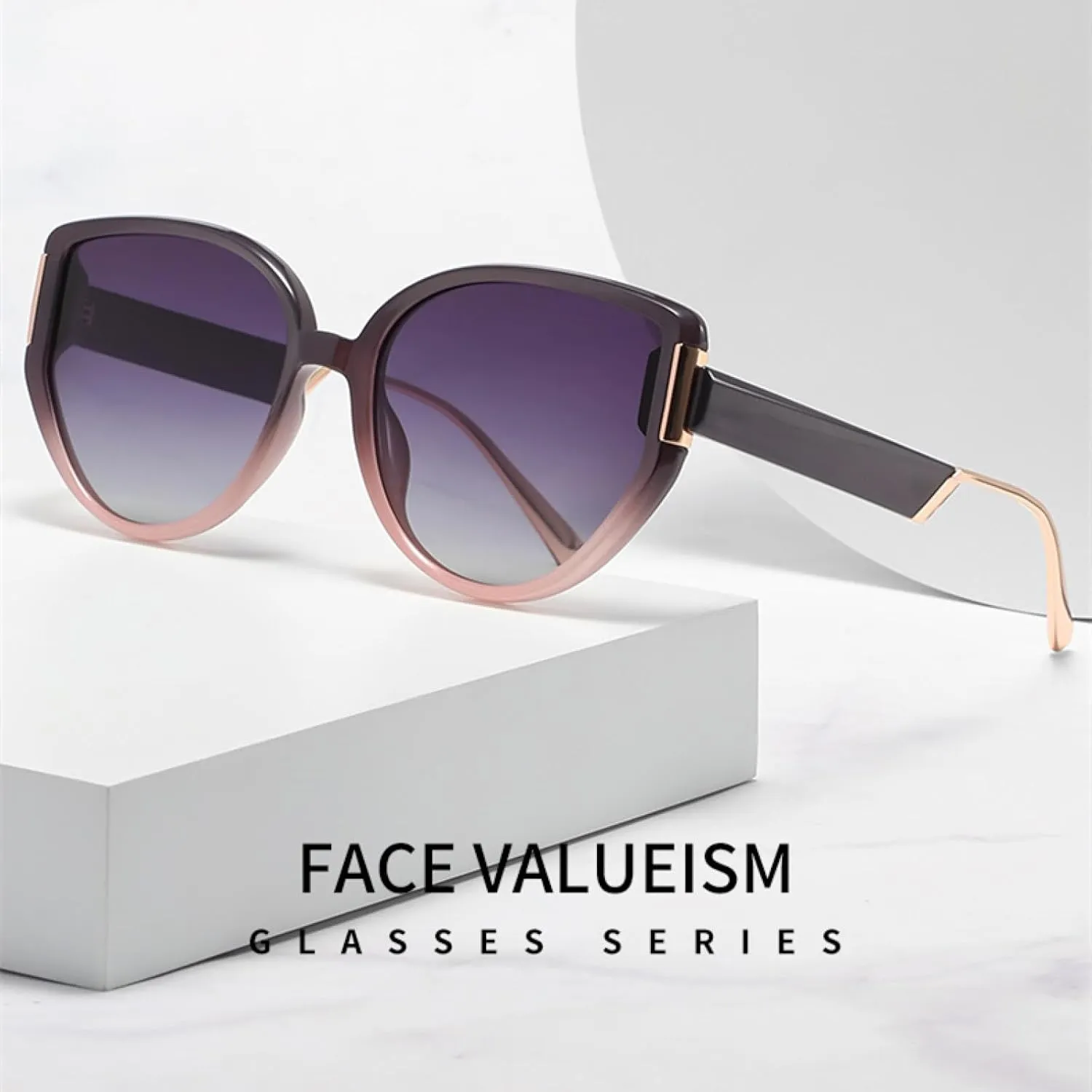 Sunglasses for Women Uv400 Gradient Cat Frame Driving Camping Beach Bike Travel
