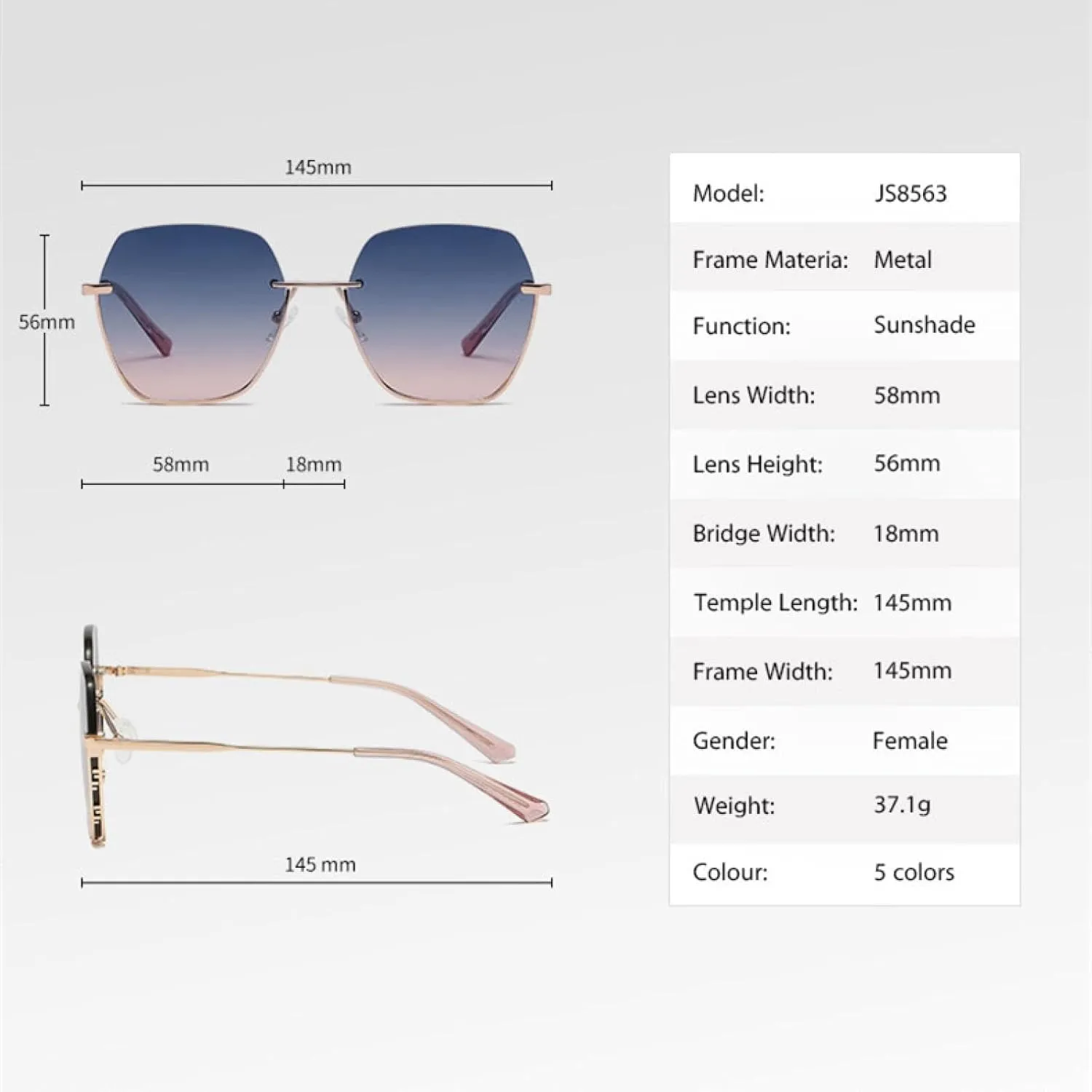 Sunglasses for Women Uv400 Men Metal Half Frame Beach Camping Travel Party