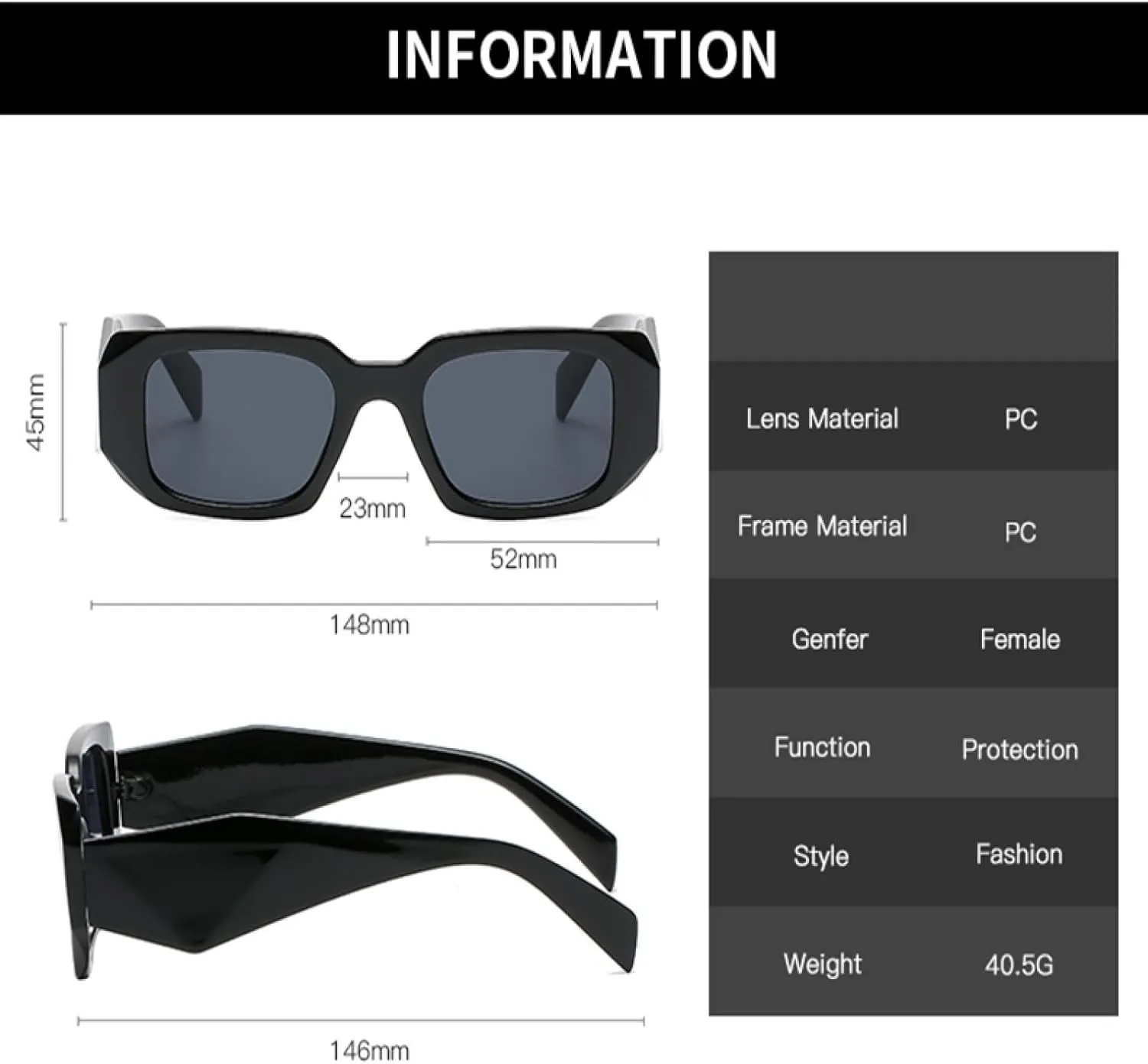 Sunglasses Women Vintage Travel Small Rectangle Sun Glasses Female Fashion Retro