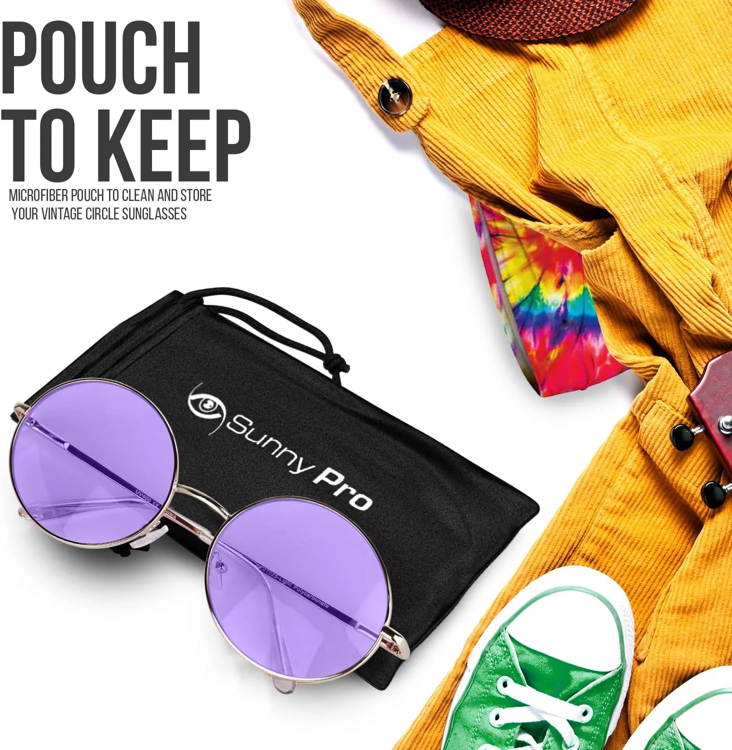 SunnyPro Big Round Sunglasses Retro Circle Tinted Lens Glasses UV400 Protection