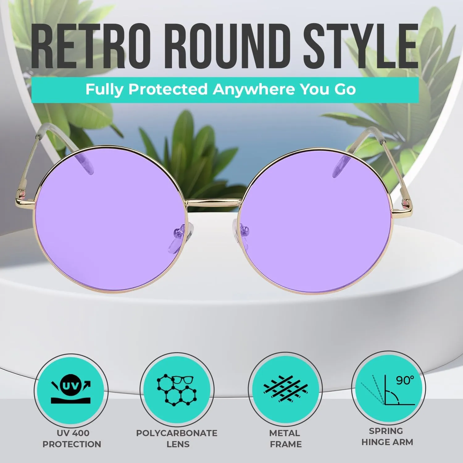 SunnyPro Big Round Sunglasses Retro Circle Tinted Lens Glasses UV400 Protection