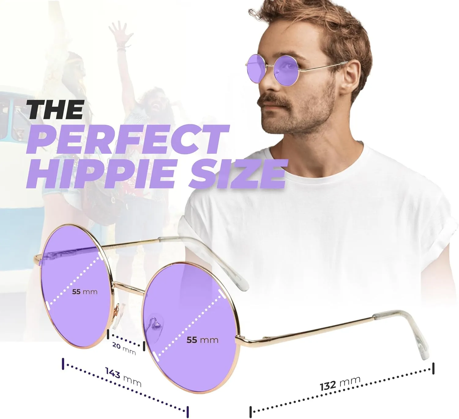 SunnyPro Big Round Sunglasses Retro Circle Tinted Lens Glasses UV400 Protection