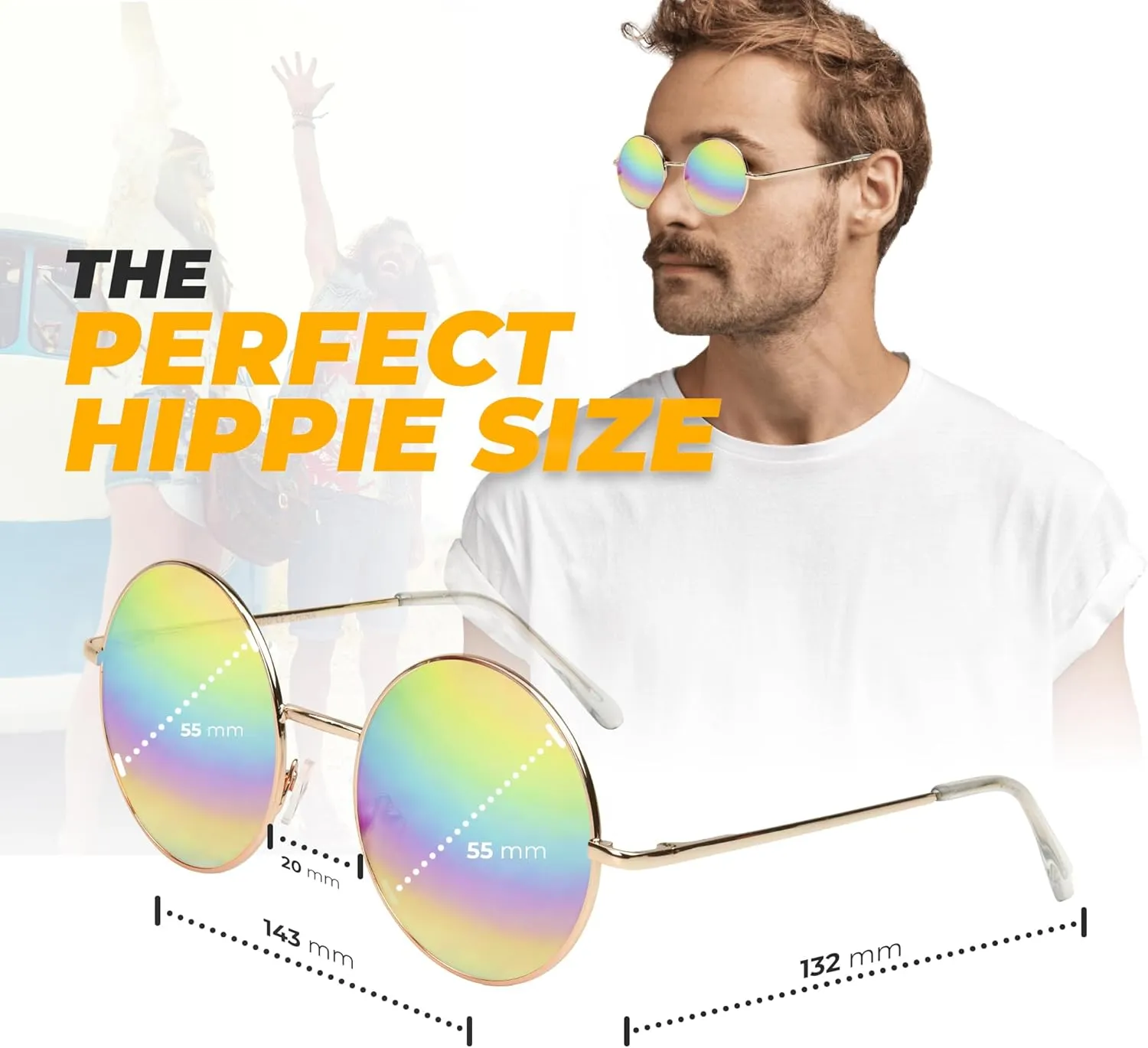 SunnyPro Big Round Sunglasses Retro Circle Tinted Lens Glasses UV400 Protection