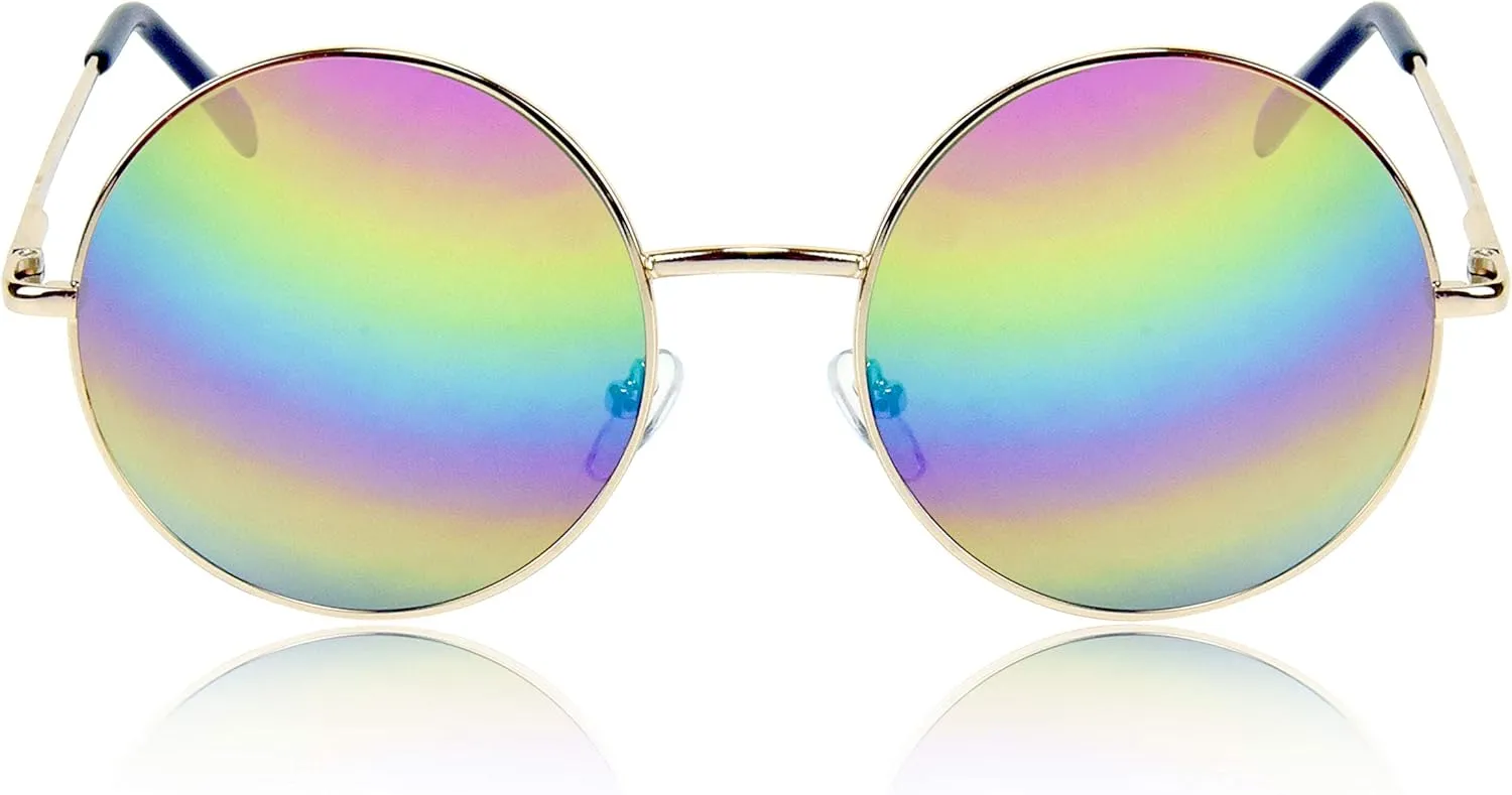 SunnyPro Big Round Sunglasses Retro Circle Tinted Lens Glasses UV400 Protection
