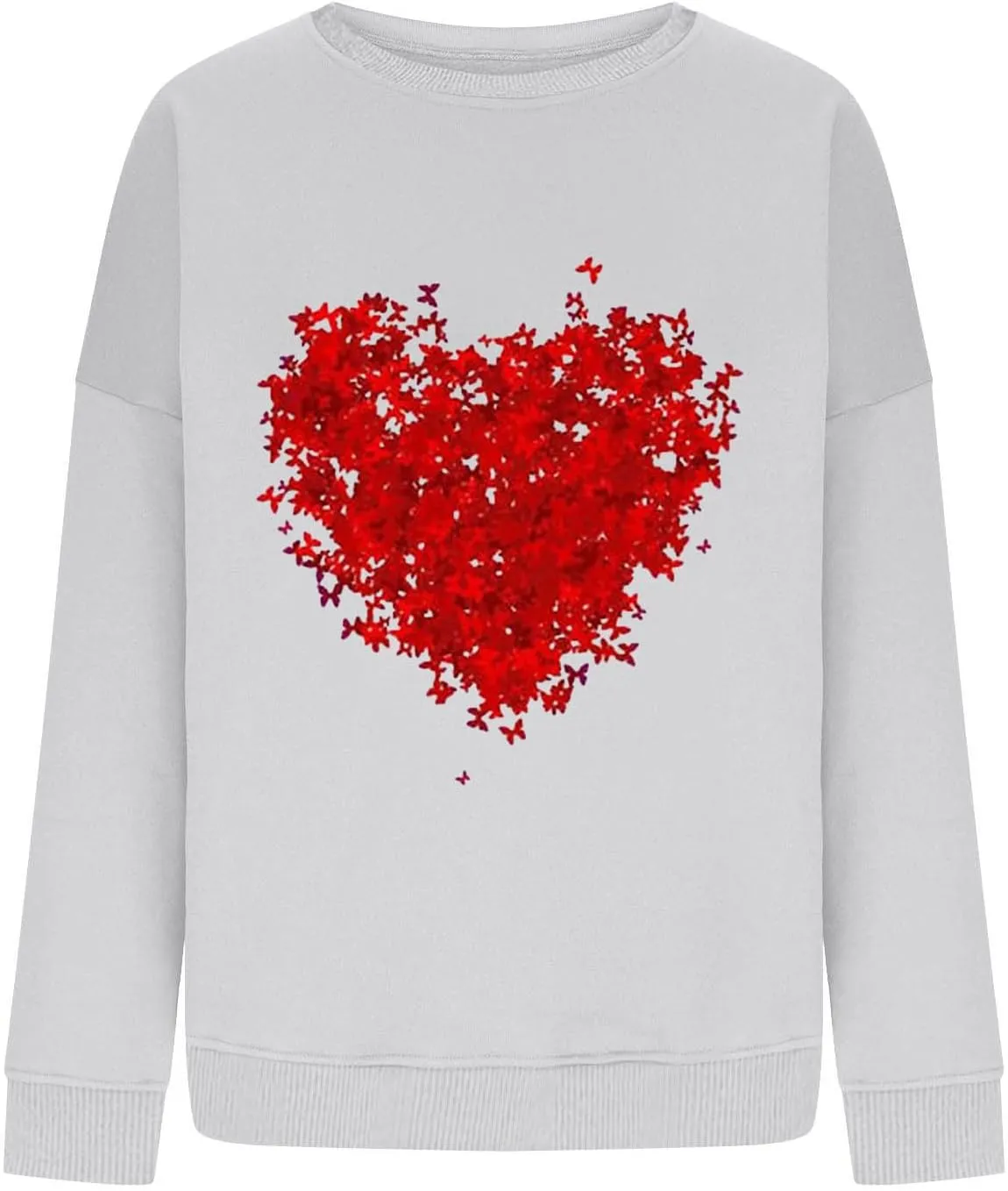 Sweatshirt for Women Trendy Oversized Love Heart Print Crewneck Casual Long Sleeve Sweater Fleece Fsashion Fall Tops