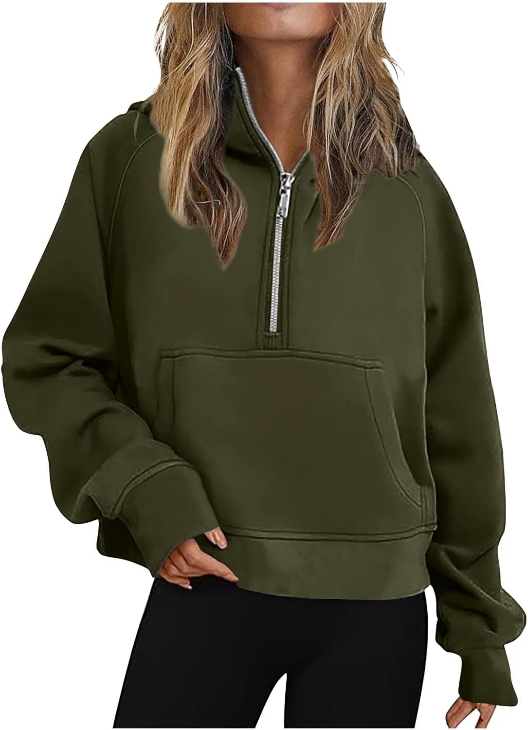 Sweatshirts for Women Haif Zip Long Sleeve Fashion Cropped Lapel Neck Sweater Pullover Tops 2024 Trendy Fall Clothes