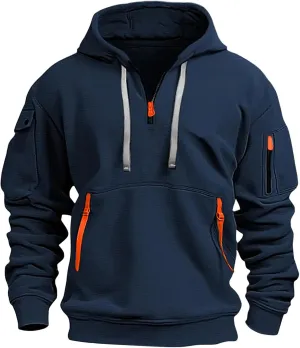 Tactical Hoodies for Men Lightweight Long Sleeve Hooded Sweatshirt 2024 Fall Quarter Zip Pullover Shirt with Pocket