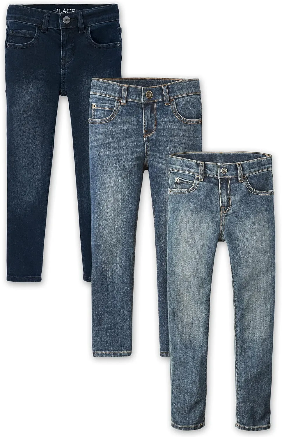 The Children's Place boys Stretch Skinny Jeans, Lt Med Stone/Taft Wash/Tide Pool, 7