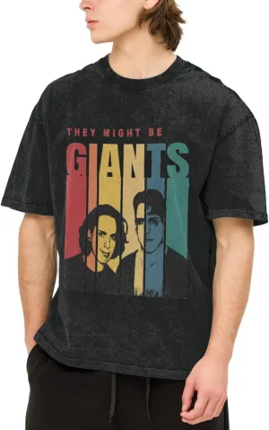 They Muisc Might Be Giants T-Shirts Men's Oversized Unisex Short Sleeves Casual Loose Vintage Wash Tee Tops