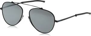 ThinOptics Milano Aluminum Case   Aviator Sunglasses, Black Frame/Gray Flash Mirror Lens, 54 mm