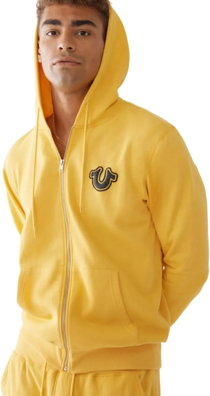 True Religion Men's RAW Exaggerated Zip ICON Hoodie