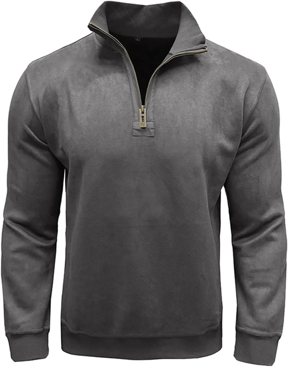 Velvet Sweatshirt Men Advantage Performance Mock Neck Thermal Long-Sleeve Quarter Zip Velour Sweaters Pullover Tops