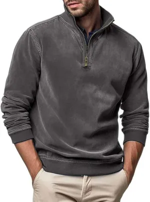 Velvet Sweatshirt Men Advantage Performance Mock Neck Thermal Long-Sleeve Quarter Zip Velour Sweaters Pullover Tops