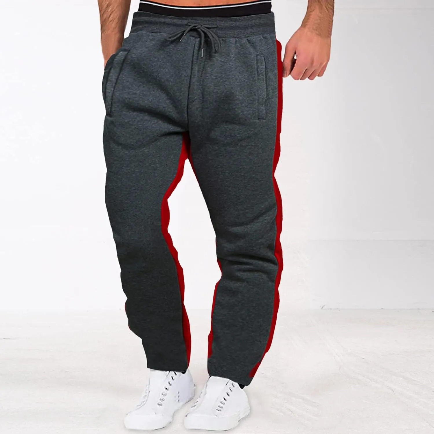 Vickyleb Joggers for Men Fashion,Men's Slim Fit Fleece Pants Winter Big and Tall Baggy Jogger Sweatpants