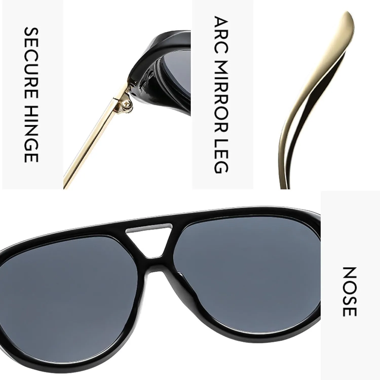 Vintage Big Frame Twin Bridge Sunglasses Women Men Fashion Travel Driving Sunglasses Uv400