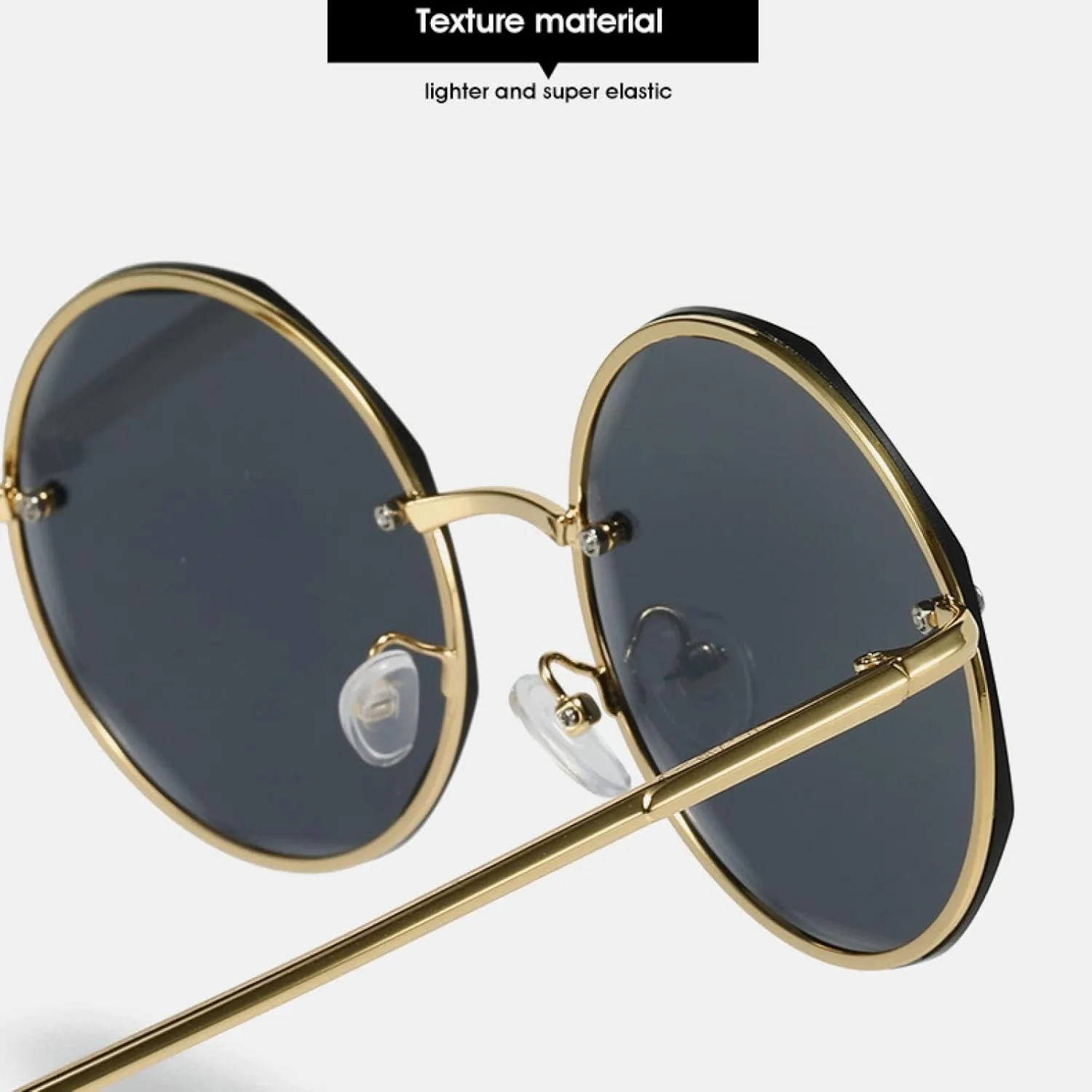 Vintage Round Sunglasses Men Sun Glasses Women Metal Frame Black Lens Eyewear Outdoor Travel Uv400