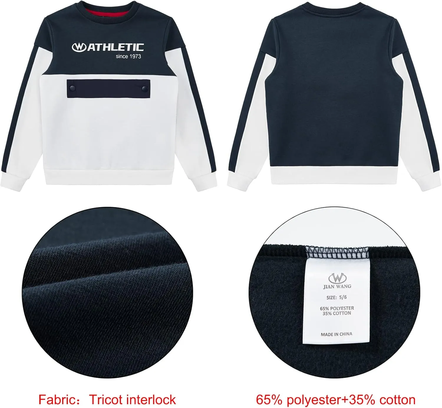 W JIANWANG Boys' Activewear Kids Clothing Sets Full Zip Fleece Brush Tracksuits Active Jackets and Pants 2 Piece 2-8 Years…