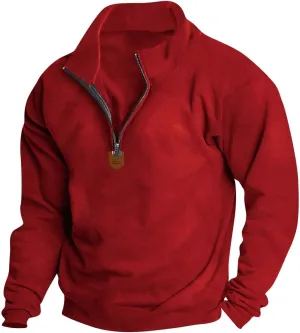 Wankang Men's Quarter Zip Pullover Casual Midweight Sweatshirts Fashion Fleece Sweatshirt Polo Shirt for Men