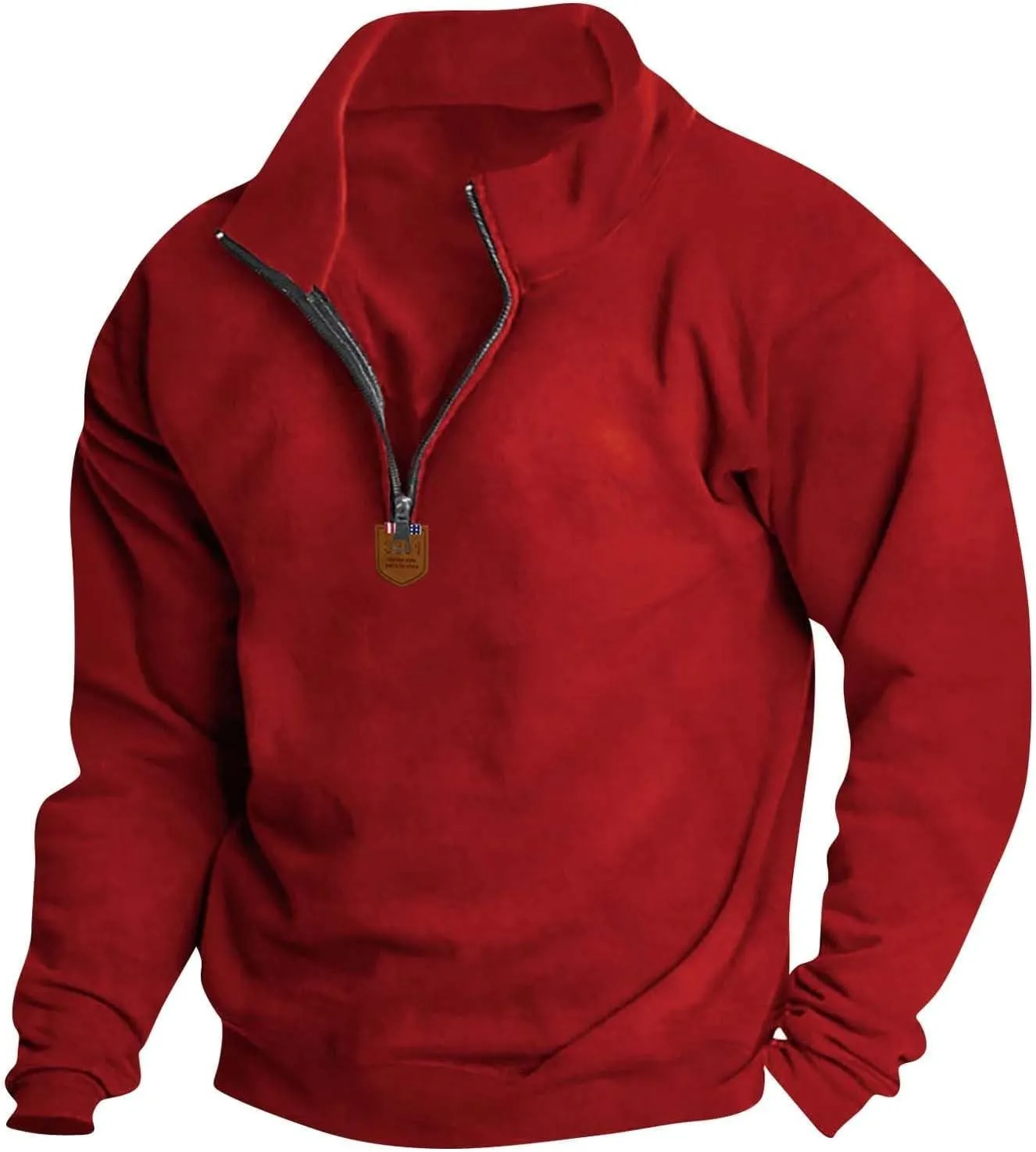 Wankang Men's Quarter Zip Pullover Casual Midweight Sweatshirts Fashion Fleece Sweatshirt Polo Shirt for Men
