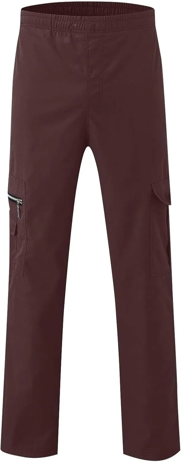 WENKOMG1 Mens Casual Cargo Pants Lightweight Multi Pockets Tactical Pants Straight Leg Breathable Summer Workwear