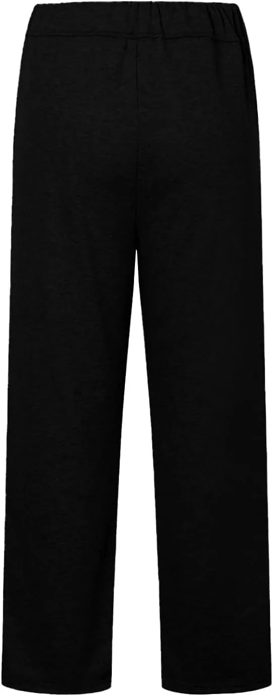 Wide Leg Sweatpants Women Y2k Baggy High Waisted Fleece Lined Joggers Casual Comfy Solid Sweat Pants with Pockets