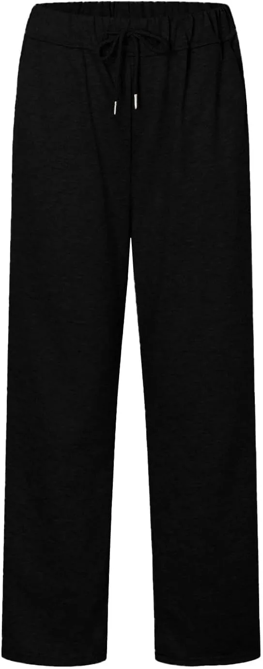 Wide Leg Sweatpants Women Y2k Baggy High Waisted Fleece Lined Joggers Casual Comfy Solid Sweat Pants with Pockets