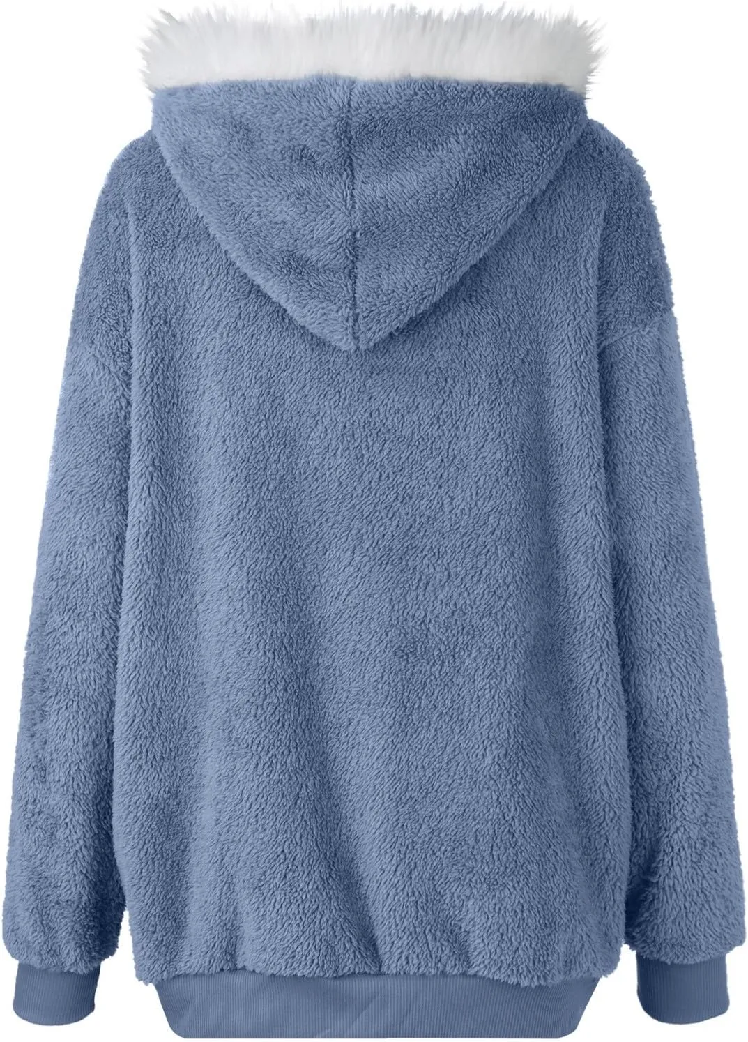 Winter Coats For Women Fuzzy Fleece Jacket Hooded Color Block Patchwork Cardigan Coat Outerwear With Pocket S-5XL