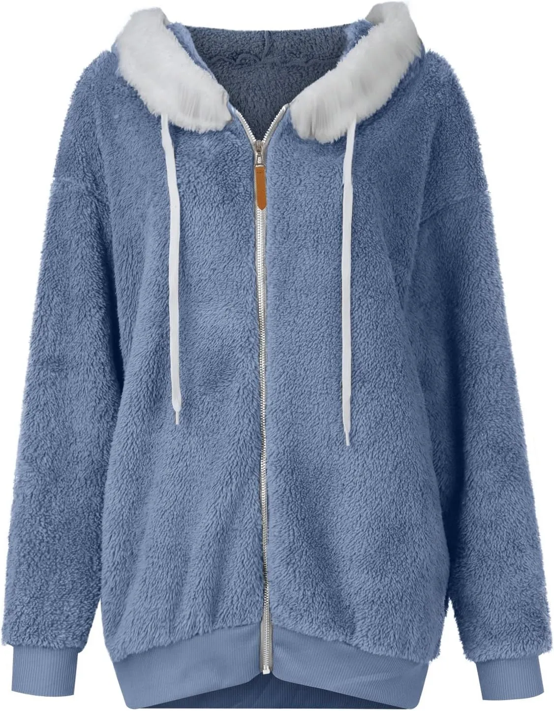 Winter Coats For Women Fuzzy Fleece Jacket Hooded Color Block Patchwork Cardigan Coat Outerwear With Pocket S-5XL