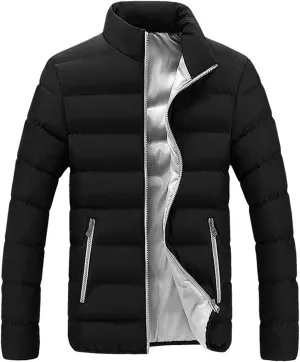 Winter Jackets for Men, Men's Big and Tall Puffer Jacket Windproof Winter Coats Fleece Lined with Stand Collar